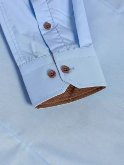 Ales Solid Structured Blue Overhemd Lange Mouw