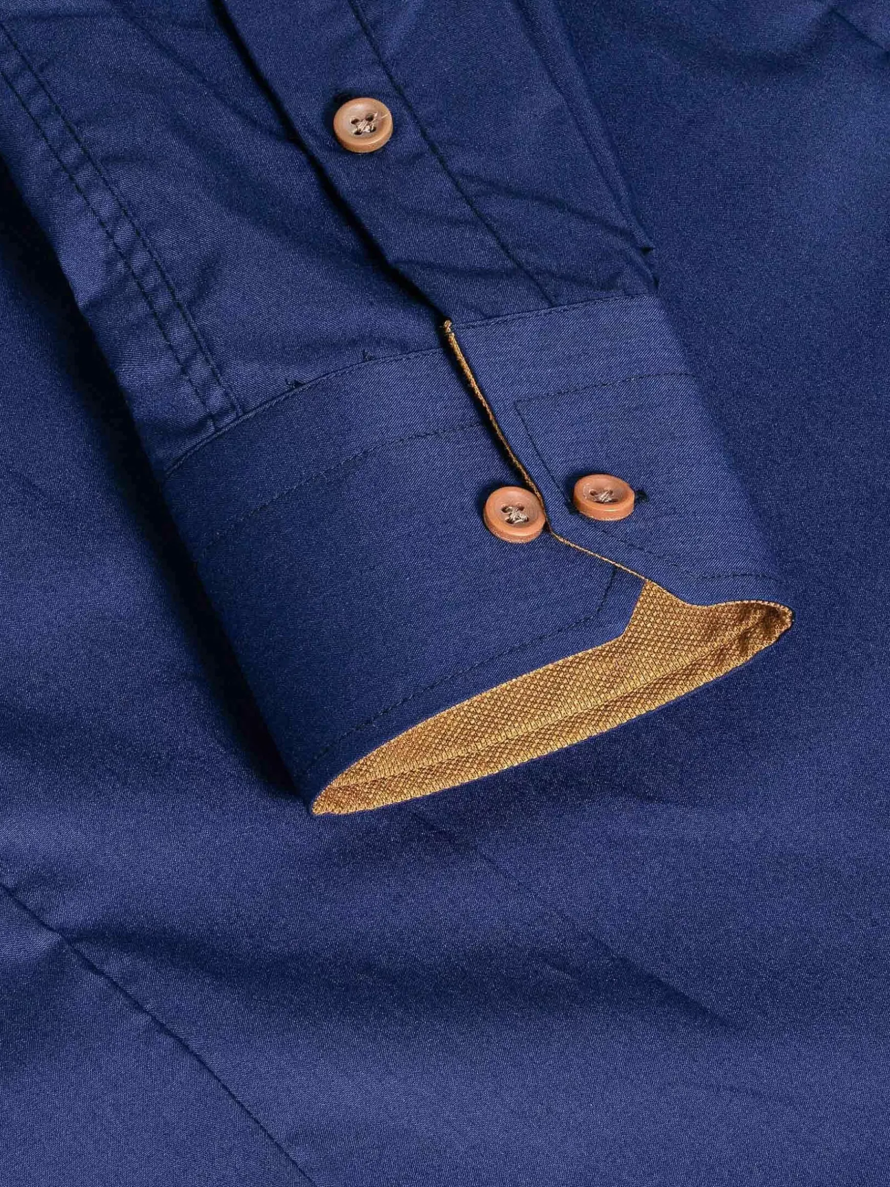 Ales Solid Structured Navy Overhemd Lange Mouw