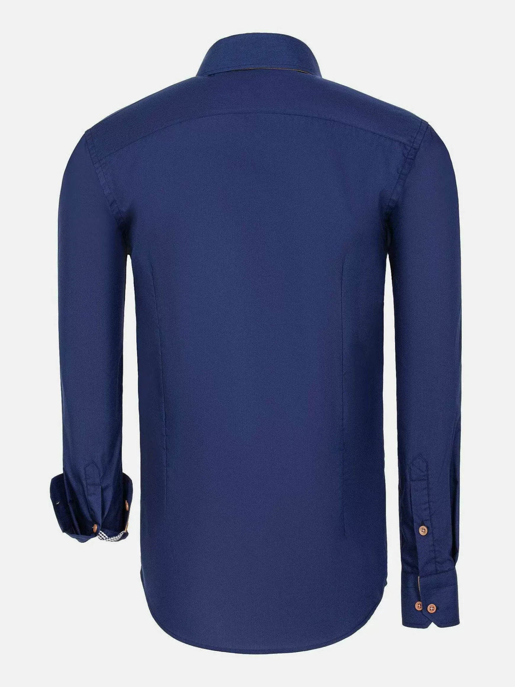 Ales Solid Structured Navy Overhemd Lange Mouw