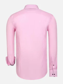 Ales Solid Structured Pink Overhemd Lange Mouw