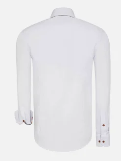 Ales Solid Structured White Overhemd Lange Mouw