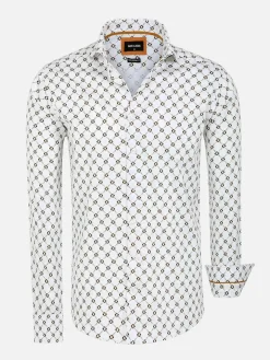 Alicante White Floral Print Overhemd Lange Mouw