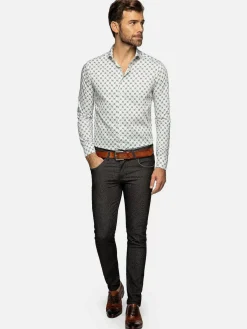 Alicante White Floral Print Overhemd Lange Mouw