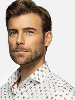 Alicante White Floral Print Overhemd Lange Mouw