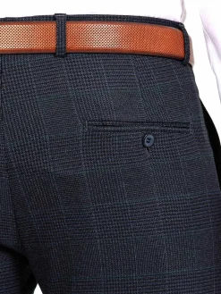 Amalfi Glen Check Slim Fit Navy Suit Pantalon
