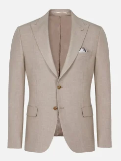 Araya Peak Lapel Single Breast Beige Suit Blazer