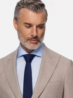 Araya Peak Lapel Single Breast Beige Suit Blazer