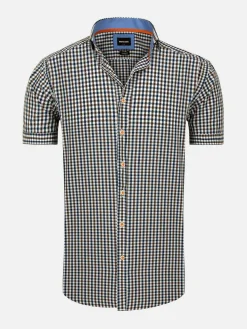 Asher Tailored Fit White Brown Overhemd