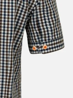 Asher Tailored Fit White Brown Overhemd