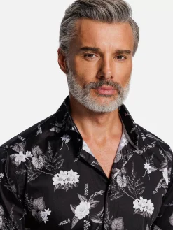 Astoria Floral Black Overhemd Lange Mouw