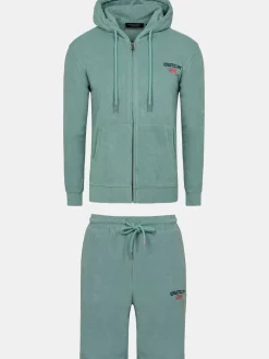 Avery Full Zipped Blue Hoodie Shorts Set