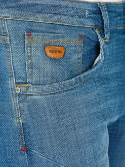 Carinal Mini Check Slim Fit Navy Jeans