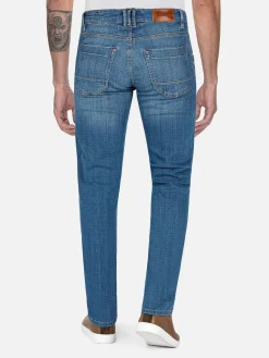 Carinal Mini Check Slim Fit Navy Jeans