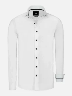 Celestial Tailored Fit White Overhemd Lange Mouw