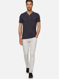 Dirkous V-Neck Button Down Navy T-Shirt
