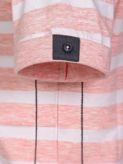 Doenga Striped V-Neck Pink T-Shirt