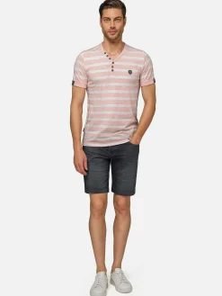 Doenga Striped V-Neck Pink T-Shirt