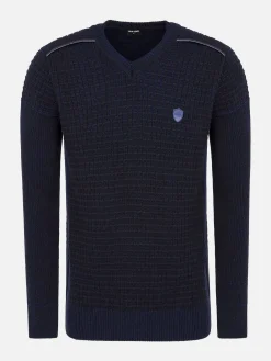 Dover Slim Fit V-Neck Navy Truien