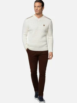 Dover Slim Fit V-Neck Off-White Truien