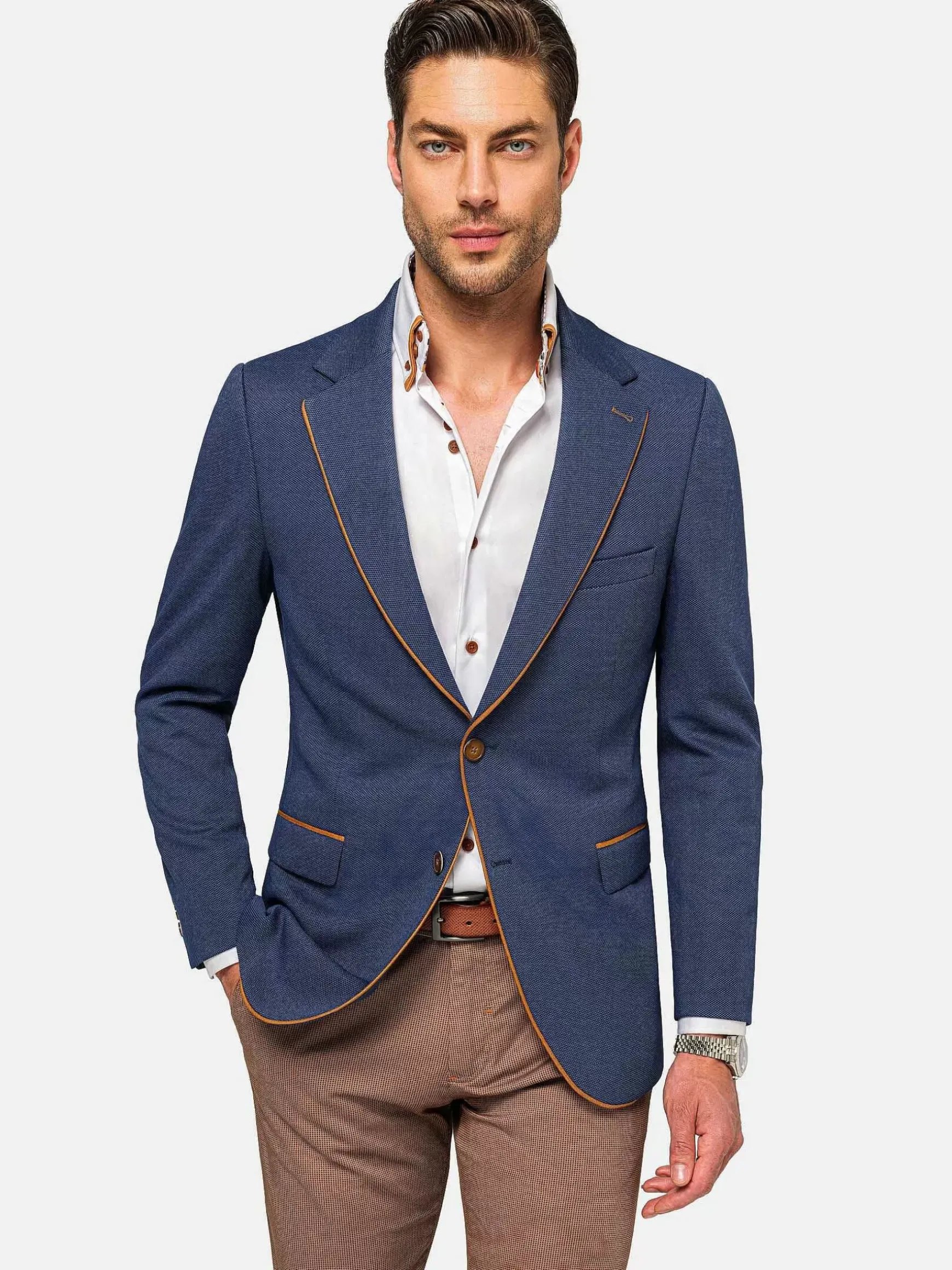 Dwayne Notched Lapel Light Navy Colbert