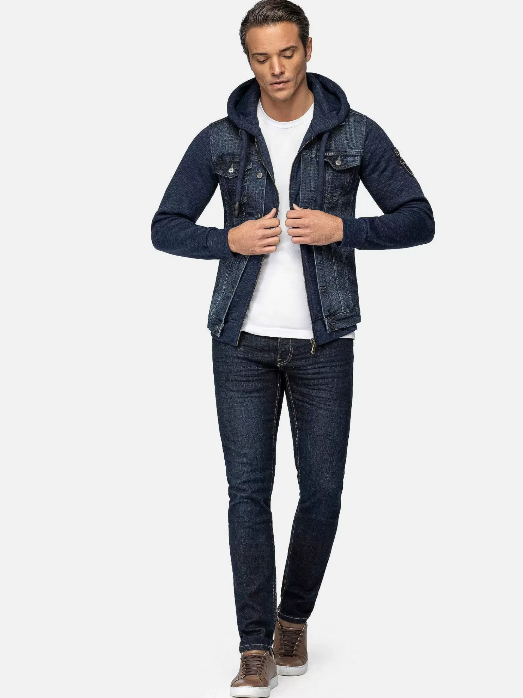 Echten Slim Fit Hoodie Navy Vesten