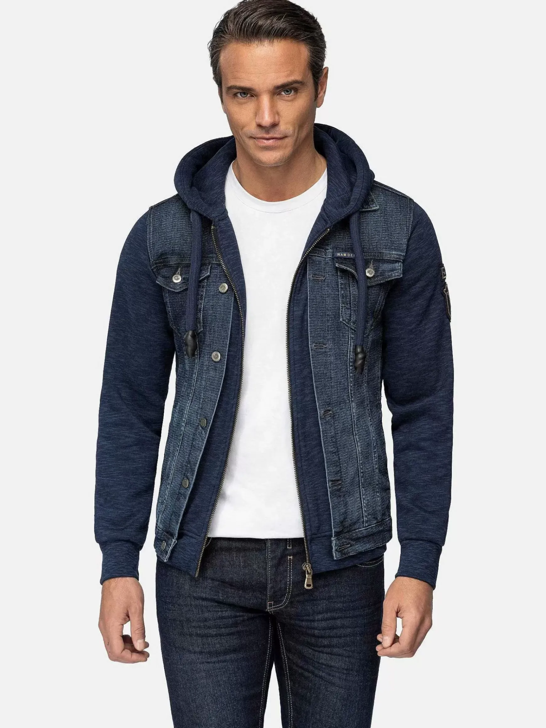 Echten Slim Fit Hoodie Navy Vesten