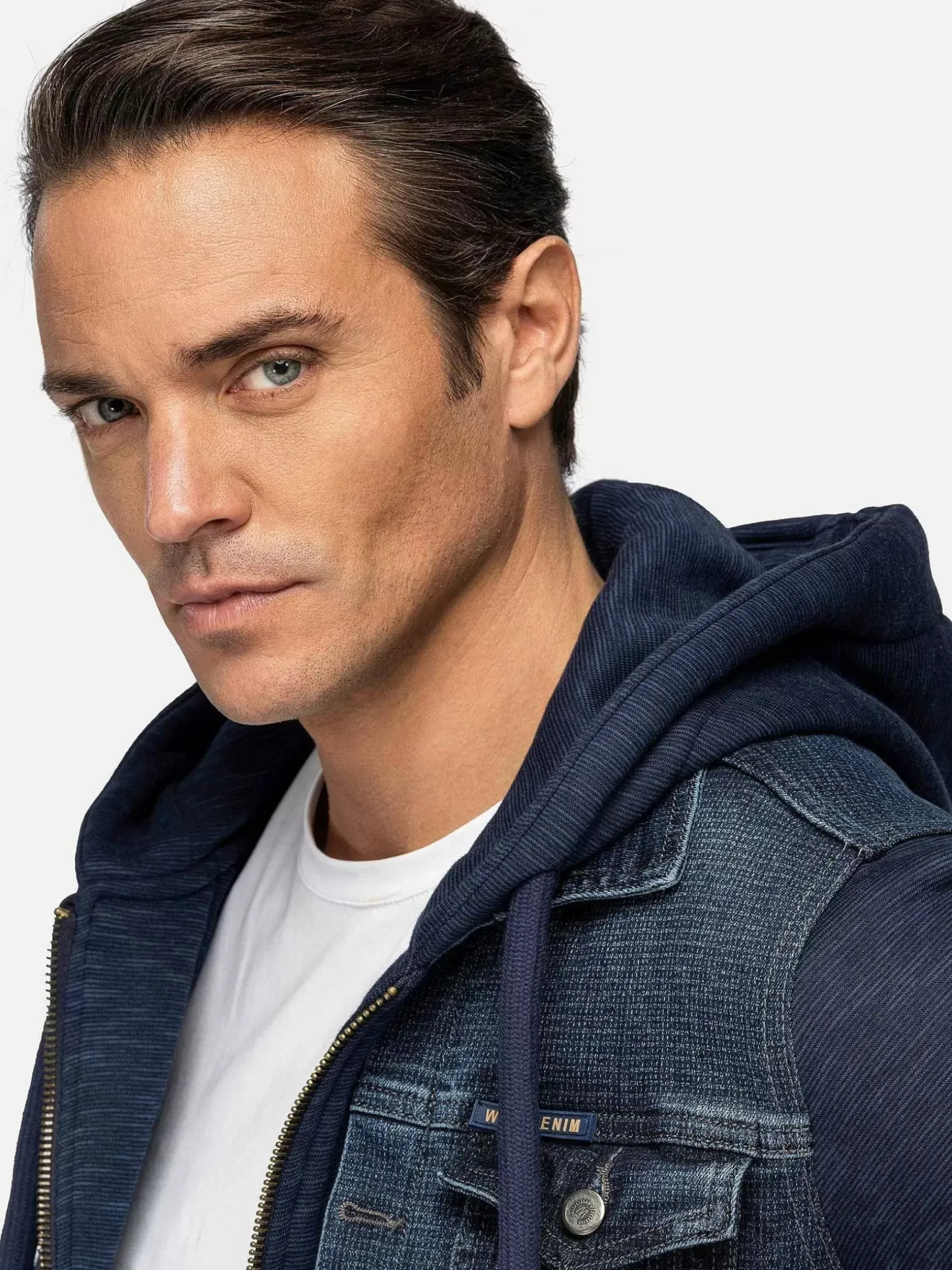 Echten Slim Fit Hoodie Navy Vesten