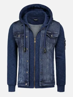 Echten Slim Fit Hoodie Navy Vesten