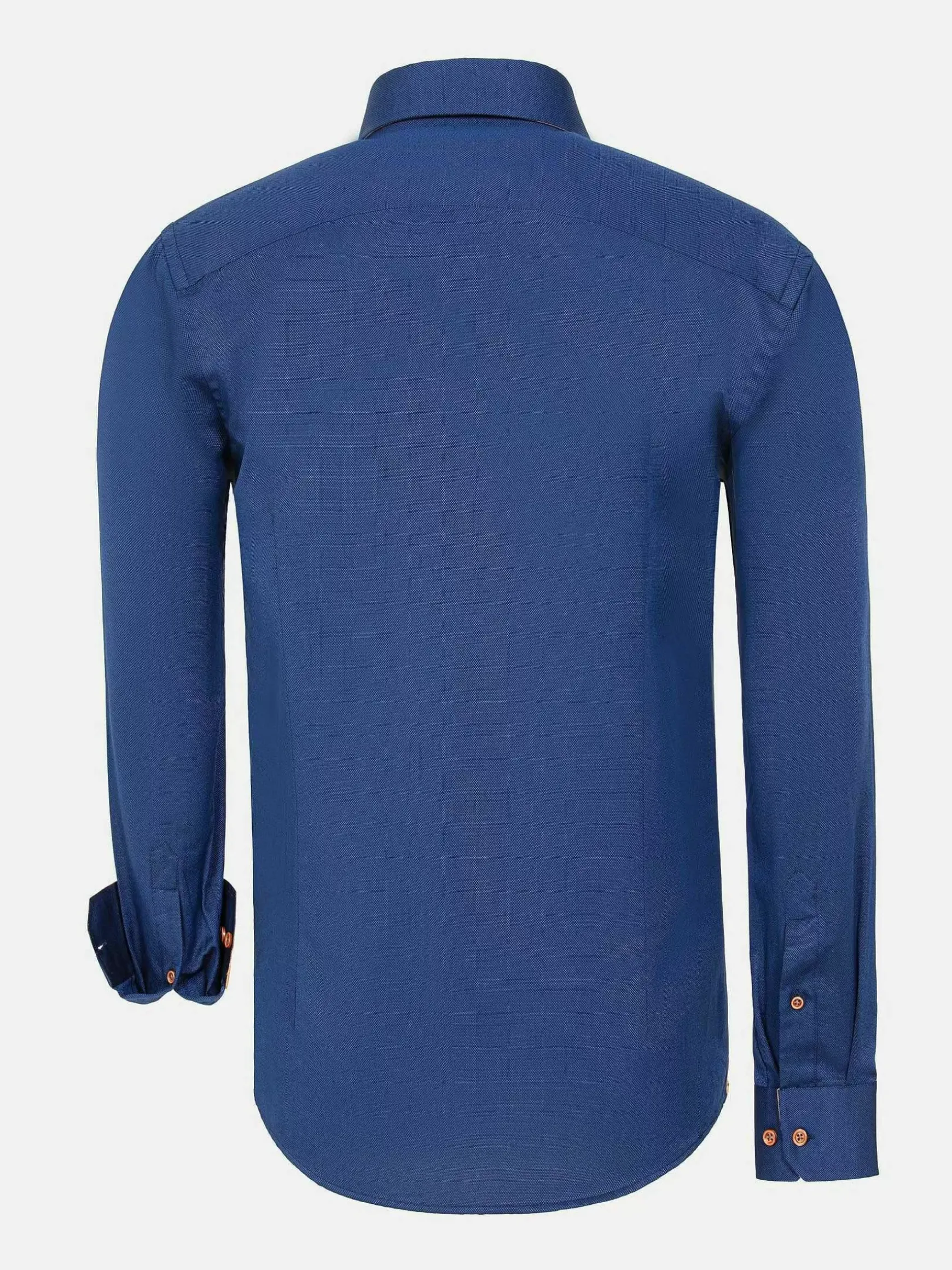 Flers Double Collar Navy Overhemd Lange Mouw