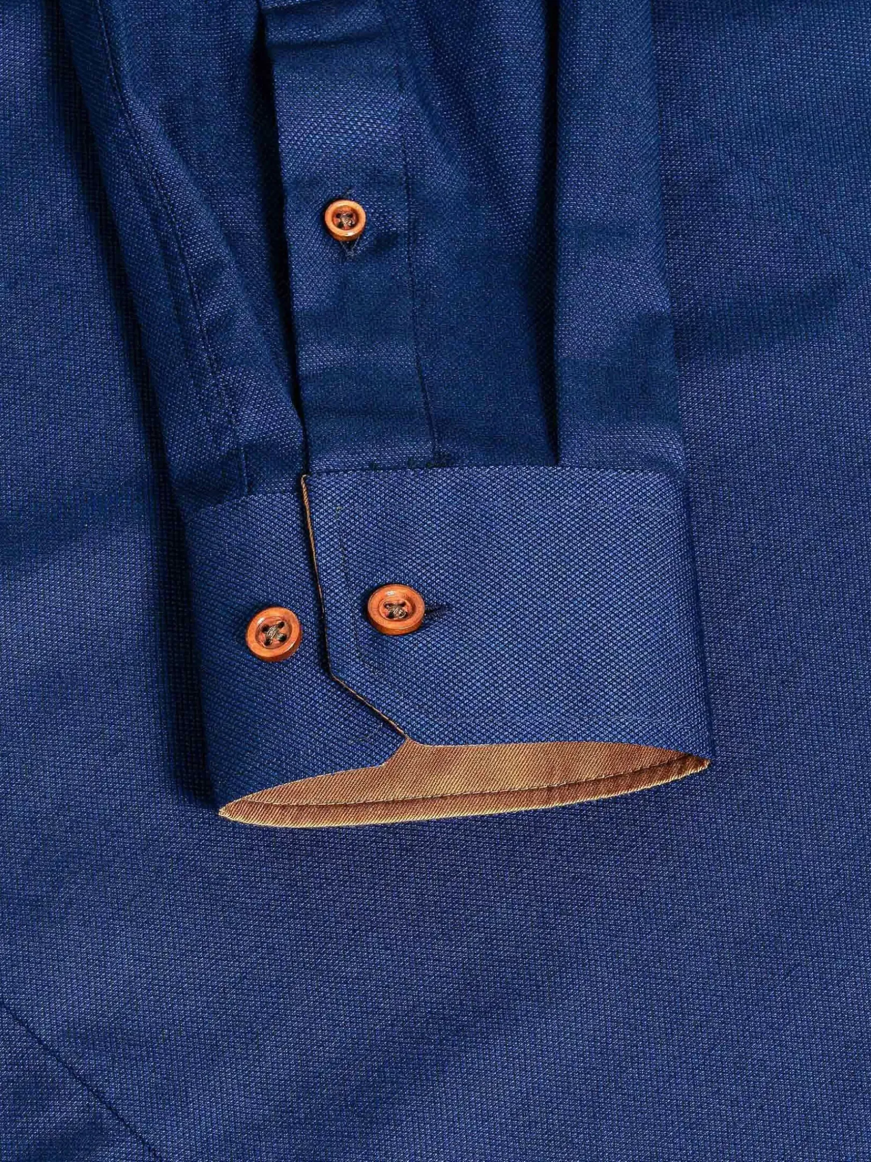 Flers Double Collar Navy Overhemd Lange Mouw