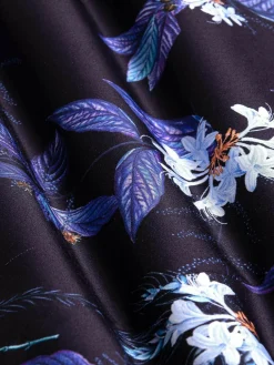 Havana Navy Floral Print Overhemd Lange Mouw