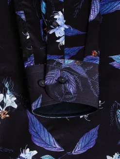 Havana Navy Floral Print Overhemd Lange Mouw