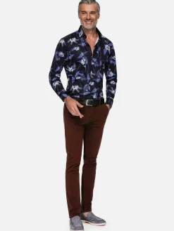 Havana Navy Floral Print Overhemd Lange Mouw
