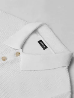 Henry Pique Knit White Polo