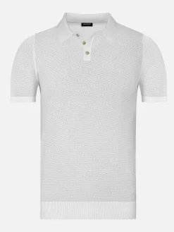 Henry Pique Knit White Polo