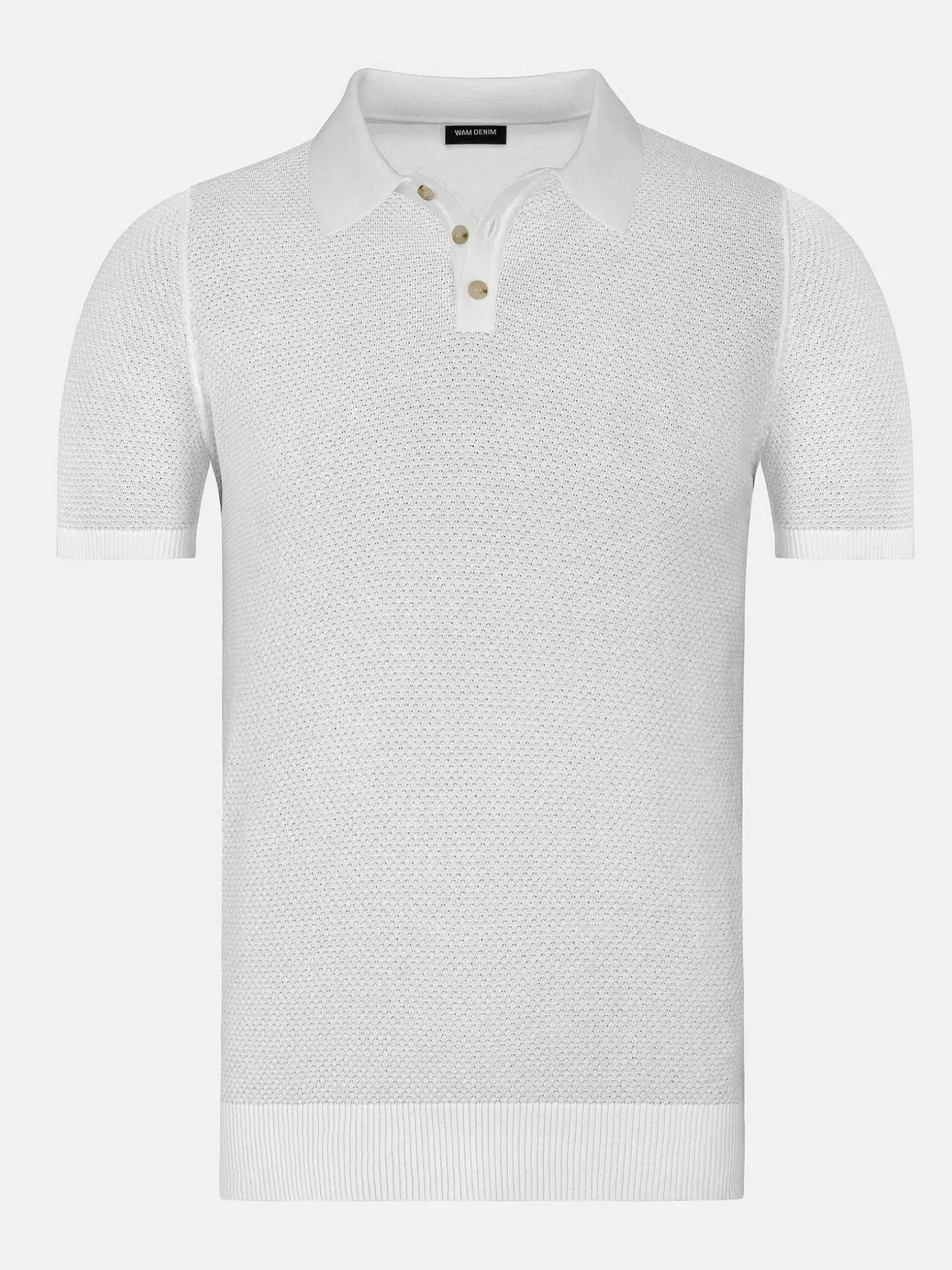 Henry Pique Knit White Polo