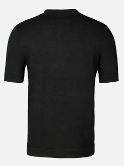 James Full Button-Down Black Polo