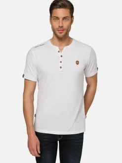 Korfual Casual V-Neck Button T-Shirt White
