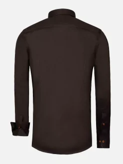 Lance Solid Brown Overhemd Lange Mouw