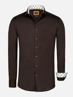 Lance Solid Brown Overhemd Lange Mouw