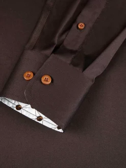 Lance Solid Brown Overhemd Lange Mouw