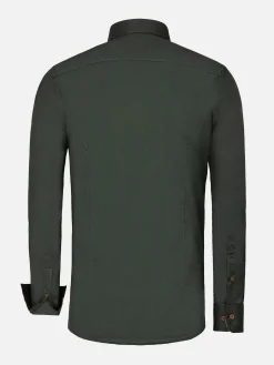 Lance Solid Dark Green Overhemd Lange Mouw