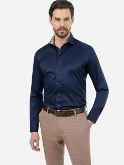 Lance Solid Navy Overhemd Lange Mouw