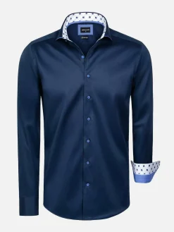 Lance Solid Navy Overhemd Lange Mouw