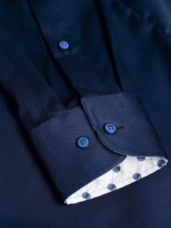 Lance Solid Navy Overhemd Lange Mouw