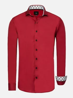 Lance Solid Red Overhemd Lange Mouw