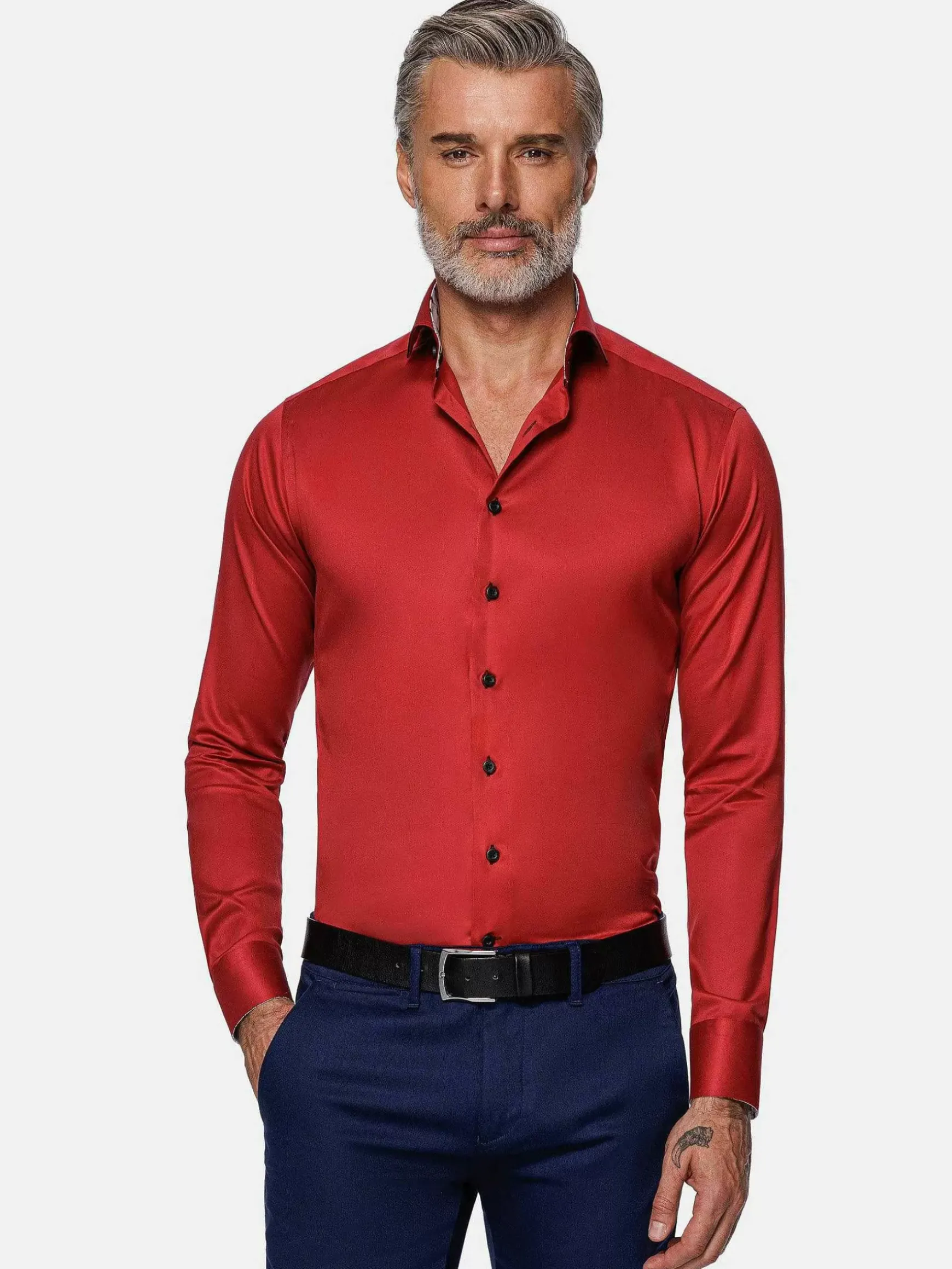 Lance Solid Red Overhemd Lange Mouw