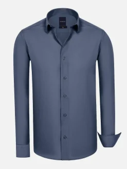 Leira Solid Anthracite Overhemd Lange Mouw