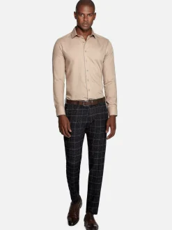 Leira Solid Beige Overhemd Lange Mouw