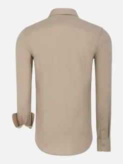 Leira Solid Beige Overhemd Lange Mouw